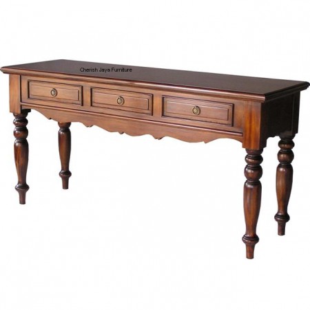 Code: WLL 157-M Name: Colonial Table 3 Drawer Size: W=147 x D=50 x H=75 cm Wood: Solid Mahogany wood.﻿